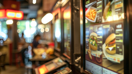 Obraz premium self service terminal showing menu ready to order 