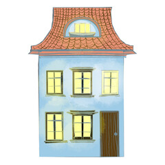 Obraz premium digital illustration scandinavian houses winter season