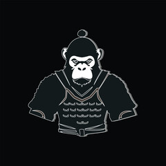 minimalist vector design of monkey in chinese armor
