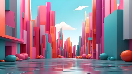 gloomy, abstract urbanism bright background 3D illustration