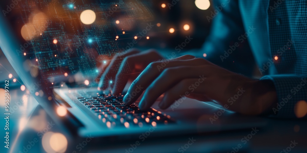 Poster Harnessing technology is crucial for modern business success, creating effective digital environments and optimizing productivity through enhanced collaboration among teams and individuals