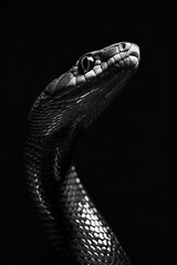 Fototapeta premium portrait studio photograph of slow worm black and white