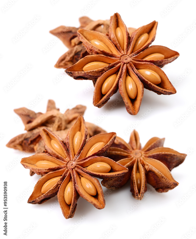 Wall mural star anise on white background