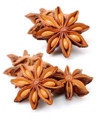 star anise on white background 
