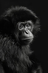 Naklejka premium portrait studio photograph of siamang black and white