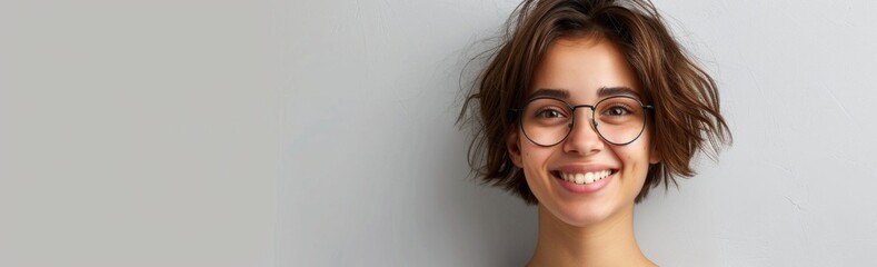 Obraz premium Woman smiling with glasses