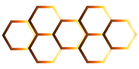 Obraz premium 3d plate button of hexagon shape with golden frame vector illustration. Realistic isolated website element, badge of navigation menu with shiny light effect on border.