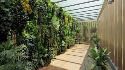 Biophilic Hallway with Vertical Garden