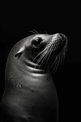 Fototapeta premium portrait studio photograph of seal black and white