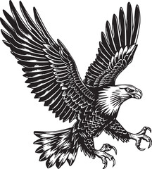 Soaring Eagle: A Powerful Vintage-Style Vector Illustration