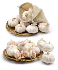 fresh garlic isolated on white background 
