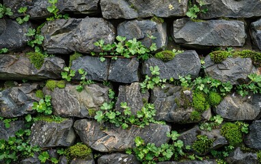 Moss covered rock wall