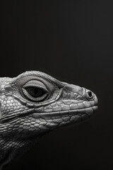portrait studio photograph of reptile black and white