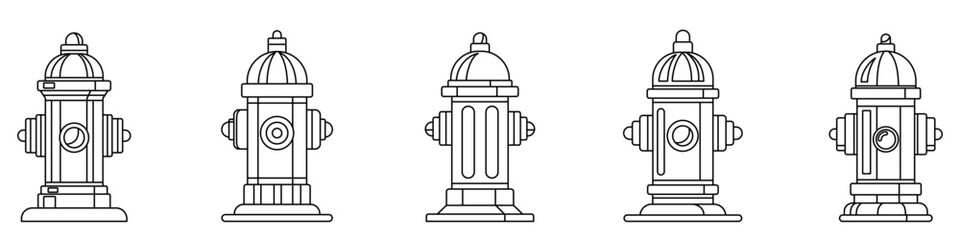 Fire hydrant icon. Set of fire hydrant icons isolated on white background. Vector illustration