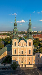 Fototapeta premium Church of St. Francis Seraphic in Poznań, aerial view, Poland