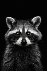 Obraz premium portrait studio photograph of raccoon black and white
