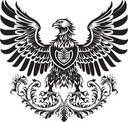 Obraz premium Soaring Eagle: A Powerful Vintage-Style Vector Illustration