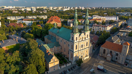 Church of St. Francis Seraphic in Poznań, aerial view, Poland
