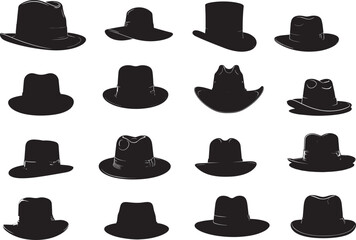 Set of Modern Hat Silhouette Illustration