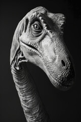 portrait studio photograph of quaesitosaurus black and white