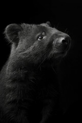 portrait studio photograph of wombat black and white