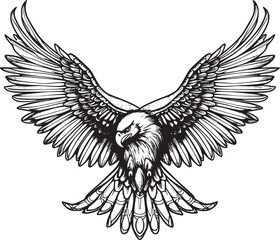 Obraz premium Soaring Eagle: A Powerful Vintage-Style Vector Illustration