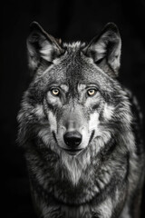 Fototapeta premium portrait studio photograph of wolf black and white