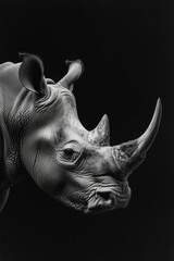 Obraz premium portrait studio photograph of white rhinoceros black and white