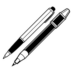 Collection of various pen silhouettes, including writing and artistic tools such as pencils. It's a simple pen icon.