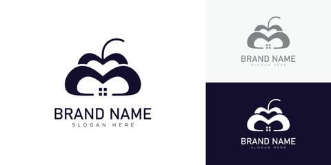 vector abstract real estate apple logo template design modern