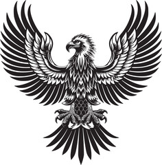 Soaring Eagle: A Powerful Vintage-Style Vector Illustration