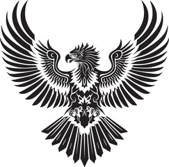 Obraz premium Soaring Eagle: A Powerful Vintage-Style Vector Illustration