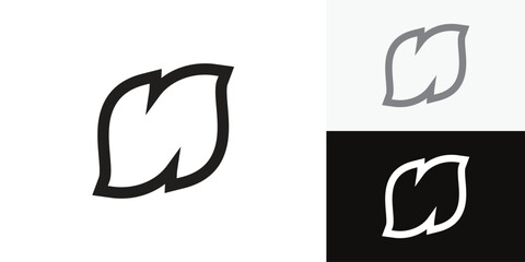 Abstract modern leaf letter n logo template vector design