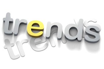 Trends word isolated on white background
