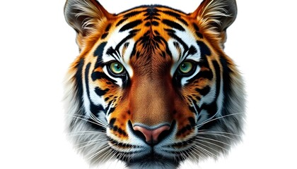 Obraz premium Tiger face isolated on a white background