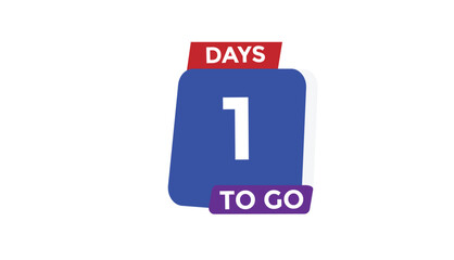 1 days to go Countdown number banner templates. time icon. Vector Illustration 