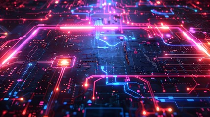 Glowing Neon Futuristic Digital Frame with Aesthetic Concept with Copy Space