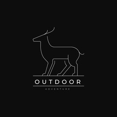 deer forest nature mammal logo design minimalist vector