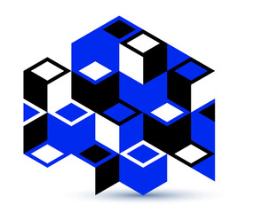 Obraz premium Isometric 3D cubes vector abstract geometric background, abstraction art polygonal graphic design wallpaper, cubic shapes and forms composition lowpoly style.