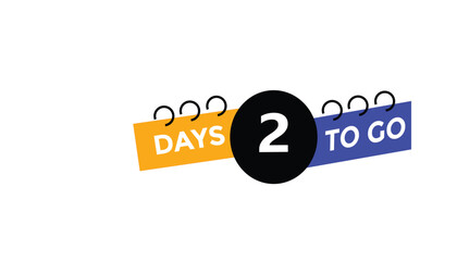 2 days to go Countdown number banner templates. time icon. Vector Illustration 