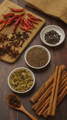 スパイス・イメージ｜クミン・クローブ・黒胡椒・八角・カルダモン・シナモン・唐辛子