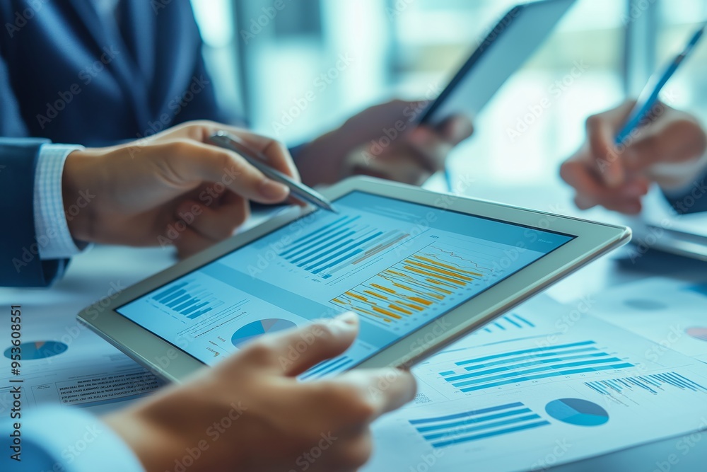 Poster Collaborative Business Meeting Analyzing Data Insights for Strategic Decisions and Improved Workplace Performance, Fostering Innovation through Teamwork and Effective Communication