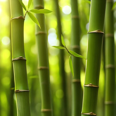 Obraz premium Lush Green Bamboo Forest Nature Background