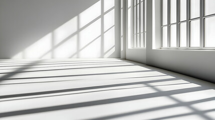 Minimalist White Room with Window Light and Shadows