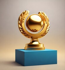 Sign for the best podium award, golden object. Modern image. Generative AI

