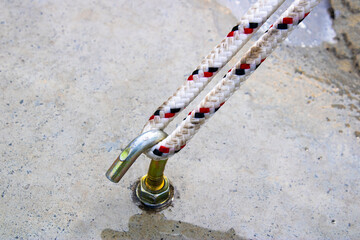 Types of rope tying. Hooks and ropes. Tying knots.