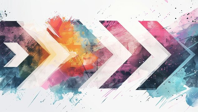 Vibrant watercolor arrows with a geometric abstract design.
