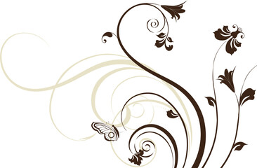 Abstract floral design with butterflies, a vibrant tapestry of nature's beauty