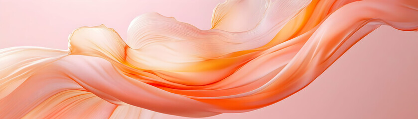 Abstract Orange Fabric Drape on Pink Background