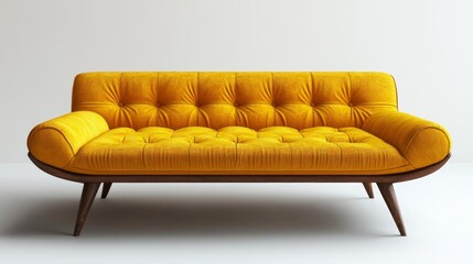 Obraz premium Yellow Mid-Century Modern Sofa Generative AI